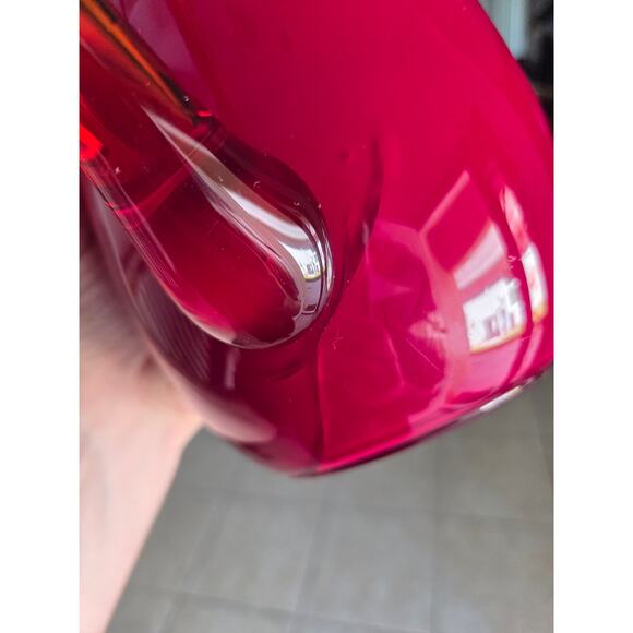 Amberina Red Glass Pitcher 8.75" Handblown Art Glass with Amber Handle Vintage - Picture 10 of 10